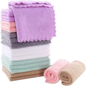 便宜30 * 30厘米珊瑚绒小毛巾面巾多用途超细纤维幼儿园婴儿口水巾熊批发