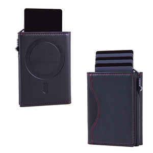 OEM Custom Logo PU Leather Magnetic <b>Wallet</b> Trifold RFID Anti-Theft Pop Out <b>Card</b> <b>Holder</b> with 2 ID Windows <b>for</b> Men Women - Product Image 1