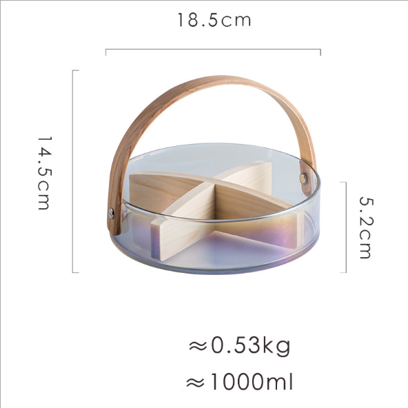 Style européen en verre irisé collation plateau de fruits boîte à bonbons panier portable maison d'accueil assiette de fruits