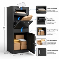 Boîte aux lettres extérieure autoportante en métal pour colis, avec fente pour lettres et compartiment de dépôt de colis