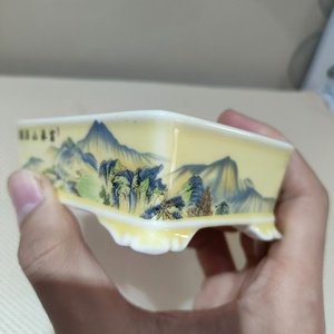 Vaso Rettangolare Smaltato per Bonsai con Adesivo Decorativo Paesaggistico e Base a Forma <span class=keywords><strong>di</strong></span> Nuvola - Product Image 4