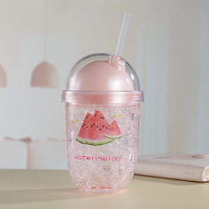 Gobelet en plastique double paroi à succès, motif dessin animé mignon, pour fêtes d'enfants, glace pilée, réutilisable, 380 ml, cadeau - Product Image 5