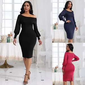 بيع بالجملة الخريف Bodycon ضمادة متماسكة فستان ميدي للسيدات