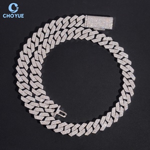 Collier en Moissanite VVS plaqué or blanc, chaîne cubaine de 15 mm, bijoux hip-hop pour hommes, Moissanite certifiée GRA, collier tendance - Product Image 1