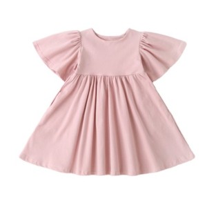 Puffy manica corta in cotone lavorato <span class=keywords><strong>a</strong></span> <span class=keywords><strong>maglia</strong></span> 100% cotone tinta unita bambina e donna abiti Casual <span class=keywords><strong>a</strong></span> spirale - Product Image 3