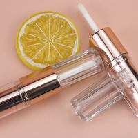 Tube de brillant à lèvres carré doré double face personnalisé 2-en-1 conteneur cosmétique en plastique étui vide pour tube de rouge à lèvres