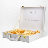 Emballage de boîte-cadeau de luxe personnalisé boîtes de perruque en soie emballage de logo personnalisé boîtes en cuir de peau de crocodile avec poignée et serrure