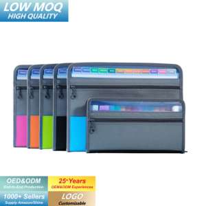 A4, пластиковая папка для документов с 13 карманами, с застежкой-молнией, из полиуретанового материала, для презентации, для школьников - Product Image 1