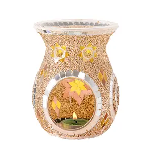 Mosaic Glass Oil Burner, Wax Warmer for Scented Wax candle holder, Incense Aroma Diffuser for Home Table Decoration
