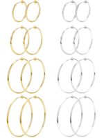 Magitaco 8 paires de boucles d'oreilles à clip en acier inoxydable avec pierre naturelle pour femmes, oreilles non percées, style printemps