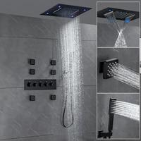 Robinets de salle de bains noirs dissimulés Ensemble de douche Mélangeur de pluie Robinet de douche en laiton Douche de pluie de plafond