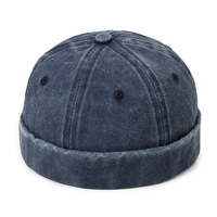 Casquette Docker Vintage Homme Effet Vieilli Lavé, Bonnet Docker Sans Bord Réglable, Chapeau Marinier, Bonnet de Marin
