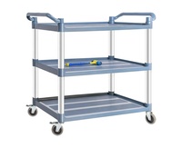 Chariot de service alimentaire commercial à 3 niveaux en aluminium avec roues, capacité 70 kg, pour restaurants et hôtels