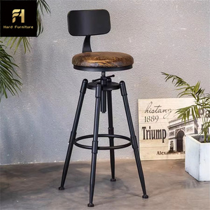 Sgabelli da Bar Industriali Nordici Rustici Commerciali di Lusso Accessibile in Ferro Senza Braccioli Regolabili in Altezza per Bancone Bar - Product Image 3
