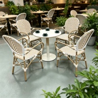 Meubles de jardin modernes, chaise de café en aluminium d'extérieur, empilable, durable, ensemble de table à manger, utilisation pour restaurant, boutique, café