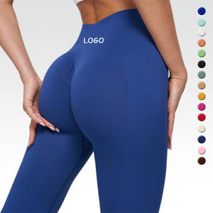 Leggings de yoga sans couture à rayures solides en gros pour femmes, compression élastique, taille haute, push-up, <span class=keywords><strong>pantalon</strong></span> de sport, collants de fitness - Product Image 1