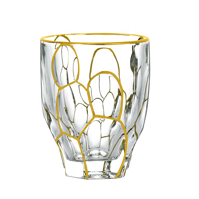 290 мл, оптовая продажа, роскошный позолоченный стеклянный бокал для виски, бокал для питья вина