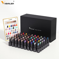 Venalisa Professionnel pour l'Art des Ongles Nouveau Gel Vernis à Ongles UV LED 15ml Ensemble de 60 Pièces Haute Pigmentation Sans Odeur Vernis à Ongles