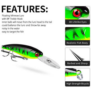 Isca Crankbait Wobbler de Alto Desempenho 9cm 7.28g com Anzóis Triplos para Pesca de Zander, Truta, Robalo e Lúcio em Lagos, Flutuante, Plástico Rígido - Product Image 4