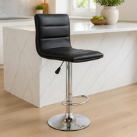 Chaise de bar JOHOOFURNITURE en cuir PU noir avec surpiqûres, hauteur réglable, fabriquée en Chine, tabouret de bar pour pub