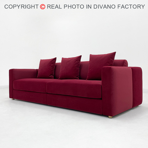 Sofá <span class=keywords><strong>de</strong></span> diseño <span class=keywords><strong>de</strong></span> estilo simple <span class=keywords><strong>de</strong></span> 3 asientos, moderno, lujoso, tela <span class=keywords><strong>de</strong></span> microfibra <span class=keywords><strong>de</strong></span> terciopelo rojo, venta directa <span class=keywords><strong>de</strong></span> fábrica - Product Image 3