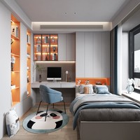 Neues Design Modernes Holz-Schlafzimmer-Set mit Kleiderschrank Schreibtisch Tatami-Bett - All-in-One Komfortabler Raum für Zuhause & Hotel