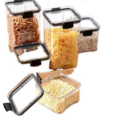 Best Sale Clear PET Plastic Container Set Airtight Kitchen Organizer Pantry Organization Storage Food Containers
