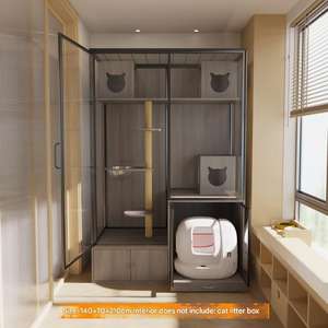 <span class=keywords><strong>Cage</strong></span> pour chat écologique jouet pour animaux de compagnie balcon en verre abri intérieur armoire maison Villa espace nid Carton emballé grand luxe étanche - Product Image 4