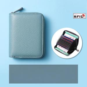 Women's Blocking Genuine Leather Business <b>Card</b> <b>Holder</b> <b>Wallet</b> Waterproof Handbag with PVC Lining RFID - Product Image 5