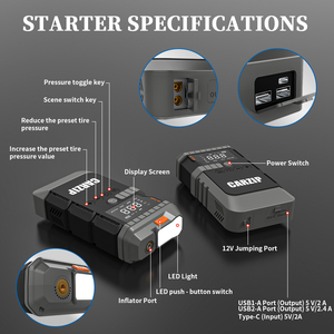 Nhảy khởi động <span class=keywords><strong>Kit</strong></span> 12V 1200A xe nhảy Pin khởi động sạc di động xe nhảy khởi động với máy nén khí công cụ khẩn cấp - Product Image 6