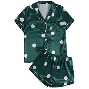 Pijama de seda de manga corta con bolsillo en el pecho para niños pequeños, venta al por mayor