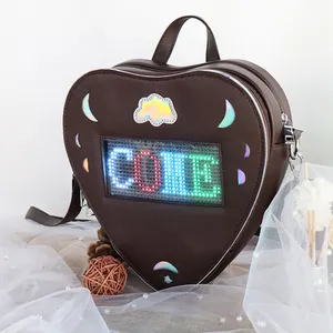 New Innovate Custom Picture You Want On Led Bag Heart Shape Women Handbag With Led Screen Display