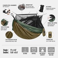 Portable Double Camping Hamac pour Activités De Plein Air 2 Personnes En Nylon Mobilier D'extérieur Moustique Toile Maille Tissu Parachute