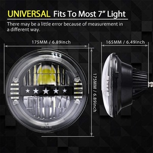 Jeep Wrangler 7 Inch Round <b>LED</b> Headlights 15000 Lm 6000K With <b>Stars</b> For Retrofit Upgrade - Product Image 2