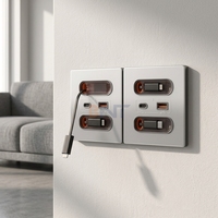 Prise murale électrique Boente 86*86 mm mini, dissimulée, usage commercial, 10A, configuration USB avec câble Lightning et Type-C