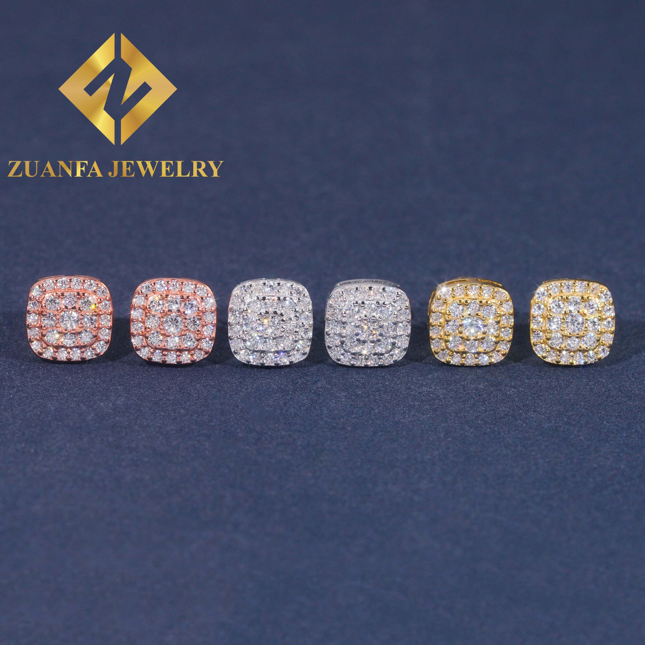Классические серьги-гвоздики 925 стерлингового серебра VVS Moissanite серьги-гвоздики в стиле хип-хоп ювелирные изделия Usex