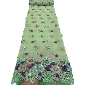 NI.AI Nouvelle Arrivée Tissu en Dentelle Suisse Africaine Voile Nigeria Robe de <span class=keywords><strong>Mariage</strong></span> Fête Broderie Florale Multicolore Dentelle Sèche avec Pierres - Product Image 5