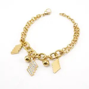 New Trendy Gold-plated Diamond Inlaid Cuban Link Chain Bracelet Adjustable Jewelry Bracelet For Women