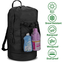 Sac à dos pour linge KUYUE, sac à dos pour linge avec bretelles et poche en filet, sac à linge en nylon durable.