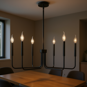 Lámpara de Techo Moderna de 6 Luces, Color Negro, Altura Ajustable, LED E14, Material de Hierro, Luz Blanca Cálida de 2700K - Product Image 2