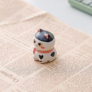 Ornement en céramique créatif motif cœur de chat mignon pour bureau, décoration apaisante, anti-stress, petit cadeau - Product Image 1