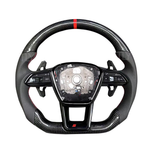 พวงมาลัยหุ้มหนังคาร์บอนไฟเบอร์สำหรับรถ <span class=keywords><strong>Audi</strong></span> C7 A5 B8 A7 A4 RS5 B9 RS6 RS7 <span class=keywords><strong>TT</strong></span> <span class=keywords><strong>MK2</strong></span> S5 RS3 8P S3 B9 - Product Image 4