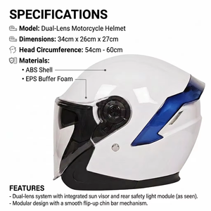 Casque de moto à double visière, casque de sécurité intégral, casque de conduite ventilé pour scooter électrique, vélo, toutes saisons, casque de protection contre les chutes - Product Image 5