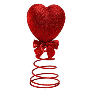 Décoration de Noël en forme de cœur rouge en peluche personnalisable avec logo, pour le sommet de l'arbre, moderne et créative, pour une ambiance intérieure de la Saint-Valentin - Product Image 1