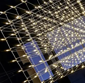 호텔 패션 조명 금속 아크릴 재료 천장 펜던트 샹들리에 실버 컬러 프로젝트 로맨틱 LED 램프