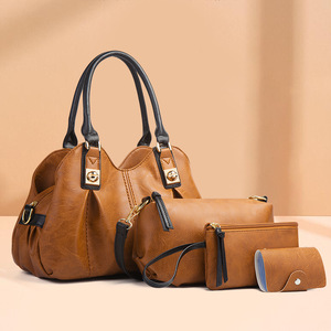 Conjunto de 4 Bolsos Vintage para Mujer: Bolso de Hombro, Bolso Cruzado, Bolso Tote y Monedero con Cierre, Resistentes al Agua, para Uso Diario y Viajes - Product Image 1