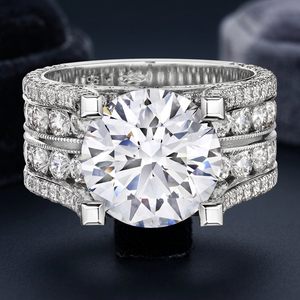 5,83 TDW Runder Schliff Moissanit-Ring Weißgold Braut-Ehering Rhodium-Plattiert Klassischer Verlobungsring - Product Image 3