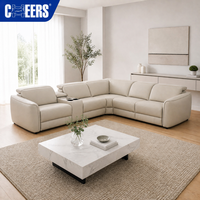 Sofá Reclinable Eléctrico MANWAH CHEERS en Forma de L, Seccional de Cuero con Carga Inalámbrica y Portavasos, Venta al por Mayor para Sala de Estar, OEM