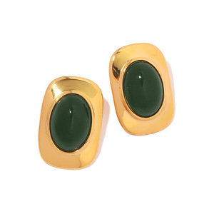 Pendientes geométricos ovalados con engaste de ojo de gato verde para fiesta, joyería de moda para mujer - Product Image 5