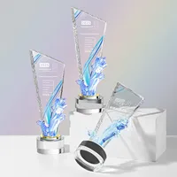 Trophée en cristal éblouissant, nouveau, coloré et créatif, sur mesure, haut de gamme, gravé, imprimé UV/sablage, motifs étoiles et fleurs